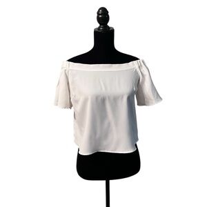 Bardot Ivory Off-Shoulder Crop Top Size 6 (Small)